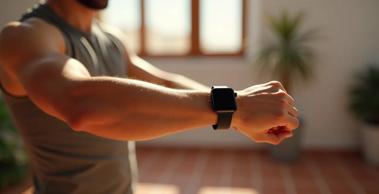 Demostración de la posición óptima del reloj inteligente en la muñeca para medición precisa