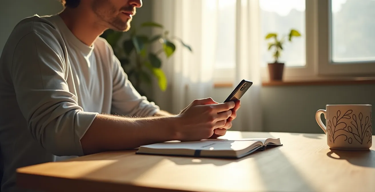 Persona revisando extractos bancarios en aplicación móvil